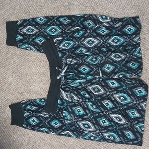 French Laundry Cuffed Lounge Pants Aztec Print 2 Pocket Drawstring Size Small